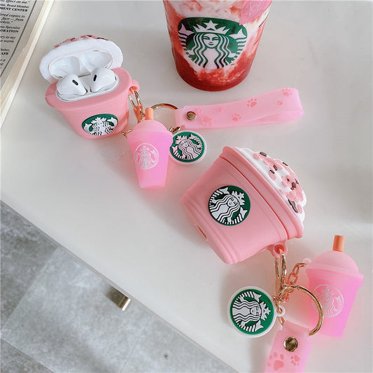 3D Girls Pink Coffee Cup Airpods Case