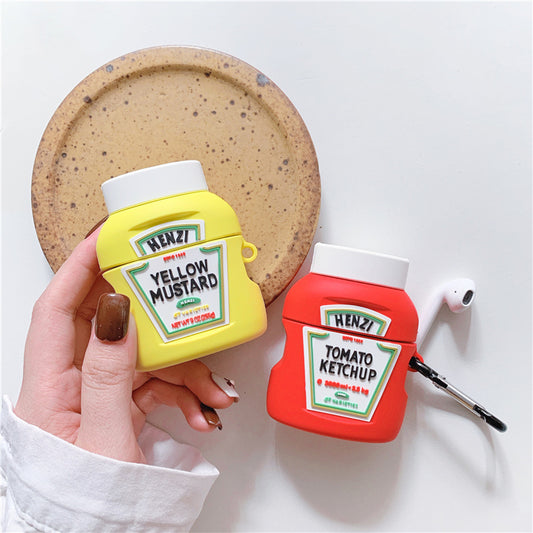 3D Mustard Ketchup Bottle Design Airpods Case